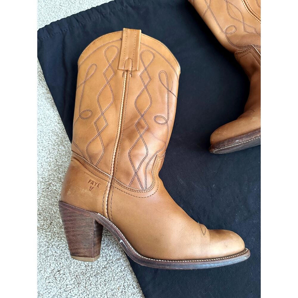 Frye Vintage 90s Western Embroidered Cowboy Boots Size 8 - Picture 2 of 9